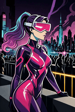 AI generated video: Cyberpunk DJ queen spinning tracks in a rooftop rave above Tokyo skyline…