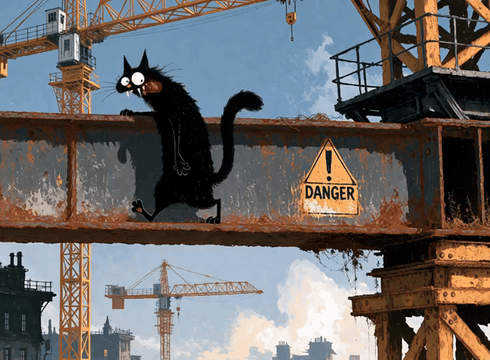 AI generated video: 6-second absurd cartoon comedy animation. Use the reference image as the exact…