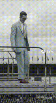 AI generated video: @outsiderinfluencer is a 1936 Olympic athlete diver on a high board who jumps…