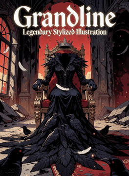 AI generated video: a stylized illustration, based on the reference image, a faceless dark queen…