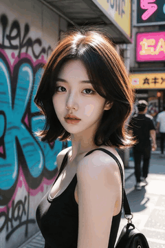AI generated video: a woman with short brown hair is standing still, Her hair is slightly swaying…
