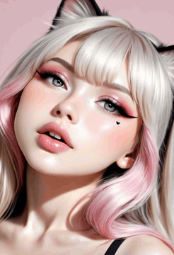 AI generated video: woman face closeup, long hair, Cat Eye Liner, Paramount quality, High…