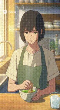 AI generated video: lo-fi matcha and a book vibe 🍃