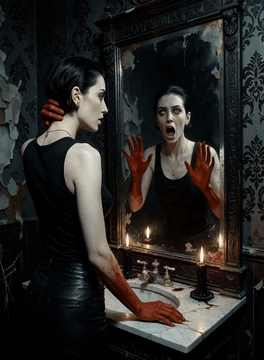 AI generated video: Occult-Vibes, an occult horror painting comes to life in slow, steady motion…