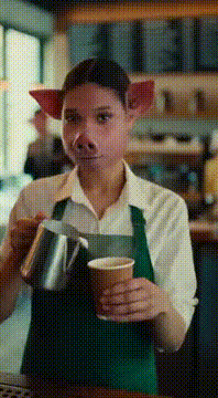AI generated video: A unsettling eyes wide shut world of people with pig faces performing everyday…