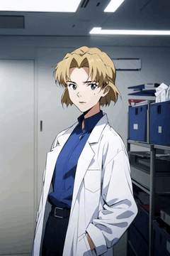 AI generated video: she leans forward, serious