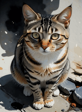 AI generated video: A cat stares intently at the camera. It throws a “cat punch” at the camera…