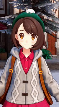 AI generated video: gl0r14, wearing a green beanie with a white pom-pom, a grey patterned vest over…