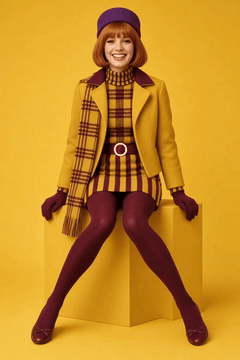 AI generated video: Vintage fashion photography, mid-century mod aesthetic, studio portrait of a…