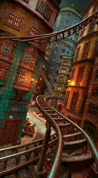 Видео, сгенерированное нейросетью: Rollercoaster city.