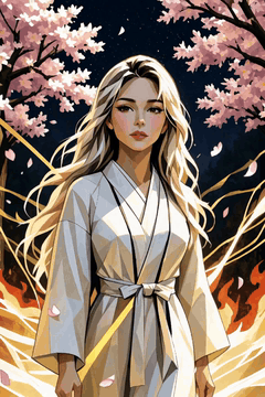 AI generated video: A labyrinth of marble bridges weaving through towering cherry blossom trees…