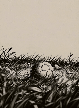 Видео, сгенерированное нейросетью: da0klfe, black and white woodcut-style illustration, A ball lies in tall, dense…