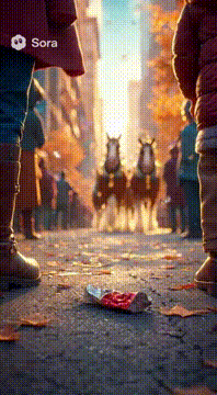 AI generated video: Sparkly Clydesdales