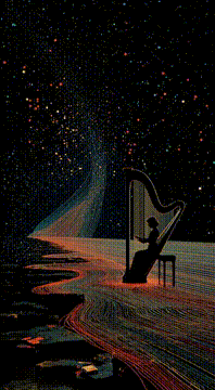 AI生成视频：celestial harp