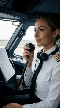 AI generated video: She speaks into the handset, warm and practised, like every announcement she's…