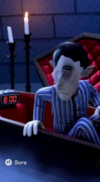 AI generated video: Make him burn when sun light comes through the walls