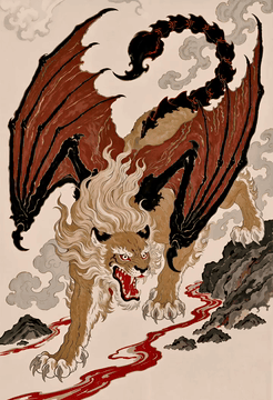 AI generated video: subject_definitions: <Subject 1> is the winged beast from <Picture 1>: a large…