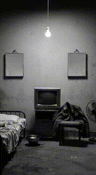 AI generated video: 白黒にして写真から二人が出てきて、グラサンかけて、タバコを吸いながら、紹興酒を乾杯する。