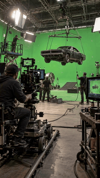 AI generated video: btssetstyle, Create a realistic behind-the-scenes vehicle stunt shoot. The…