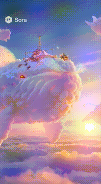 AI generated video: Кинематографичный пролёт камеры через пастельное небо на закате. Стария…