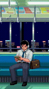 AI generated video: On the commuter train