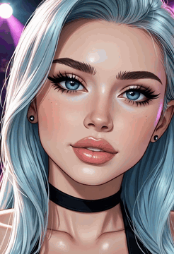 AI generated video: closeup abbe bi style, woman, solo, stripper, light blue hair, dark blue eyes…