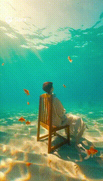 AI generated video: A surreal underwater dream.
