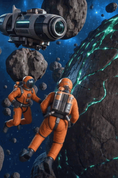 Видео, сгенерированное нейросетью: [Shot 1] furestify style, Scene: In a dense asteroid field bathed in blue…
