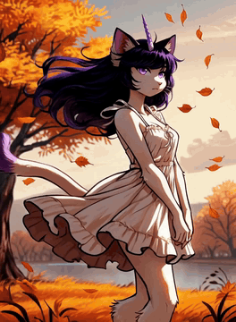 AI generated video: kyhu style image sketch animation, thick lines, an anthropomorpic cat girl…