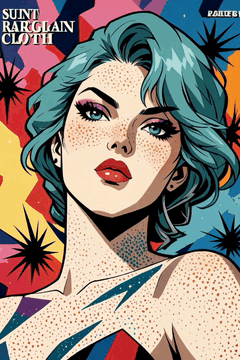 AI generated video: closeup magazine cover style, iridescence cloth, rainbow, colorful smoke…