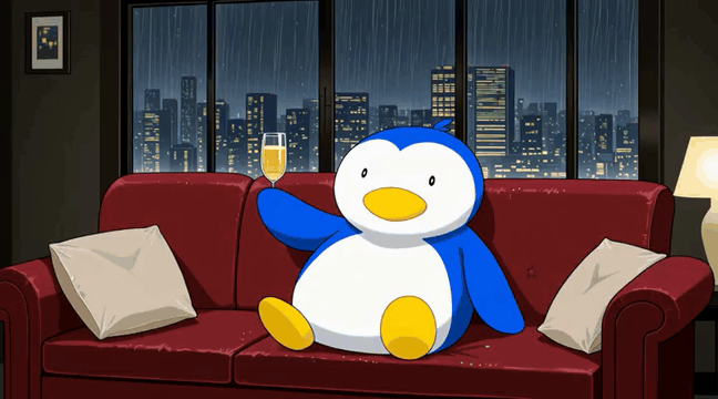 AI generated video: Use the uploaded image as the exact visual reference for the penguin, sofa…