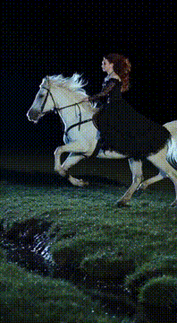 AI generated video: Gabriella and Horse🩸 Midnight Ride🌙 Shot On / Visual Specs • Resolution: 4K •…