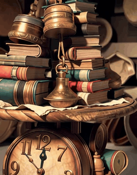 Видео, сгенерированное нейросетью: BooksWorld, a kitchen scale with a round platform of oatmeal linen bindings…