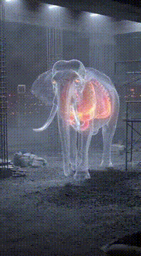 AI generated video: Glass Elephant at Construction Site” Hook: “Watch closely — you can see right…