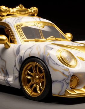 AI generated video: MarbleGoldWorld car