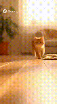 AI generated video: A 10-second ultra-realistic cinematic video of an orange cat running quickly…