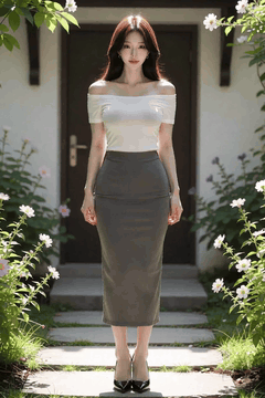 AI generated video: A beautiful woman stands in front of the door and slowly changes her position…