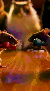 AI generated video: A 15-second high-octane cinematic sequence of two brown mice engaged in a…