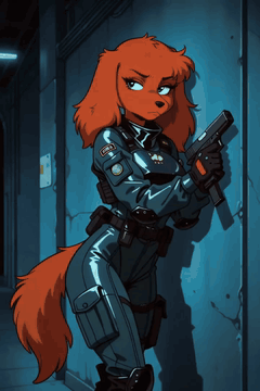 AI generated video: ANIMSTY, furry anime, retro 90s anime style. low fps. The subject is an…